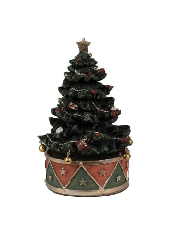 Clayre & Eef Muziekdoos "Kerstboom" groen - (H)18 x  Ø 12 cm