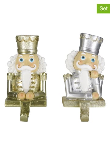 Clayre & Eef 2er-Set: Weihnachtsstrumpfhalter in Silber/ Gold - (B)7 x (H)12 x (T)6 cm