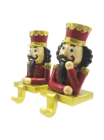 Clayre & Eef 2-delige set: kerstsokhaken meerkleurig - (B)7 x (H)12 x (D)6 cm