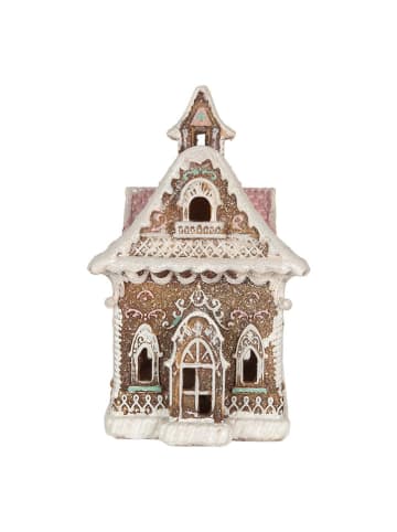 Clayre & Eef LED-Dekohaus in Hellbraun - (B)16 x (H)25 x (T)15 cm