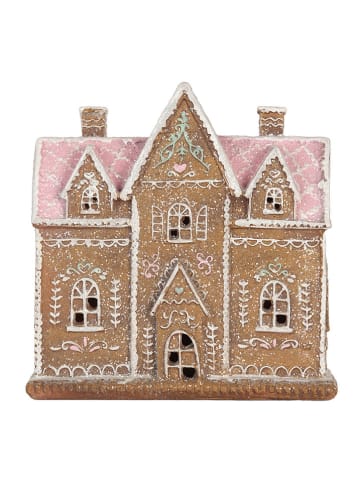 Clayre & Eef Dekoracyjny domek LED w kolorze jasnobrązowym - 21 x 20 x 8 cm