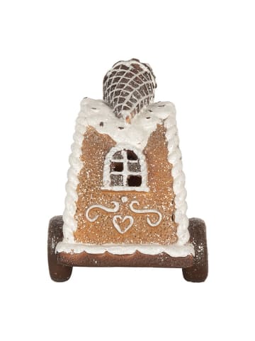 Clayre & Eef Dekoracyjny domek LED w kolorze jasnobrązowym - 21 x 16 x 11 cm