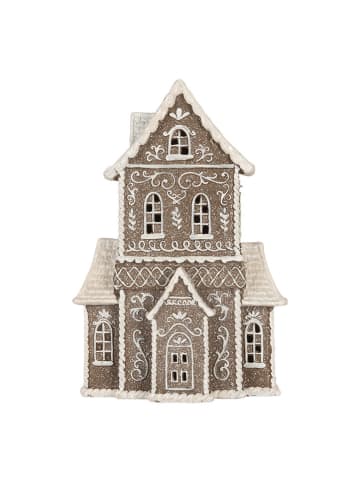 Clayre & Eef Dekoracyjny domek LED w kolorze jasnobrązowym - 23 x 33 x 11 cm