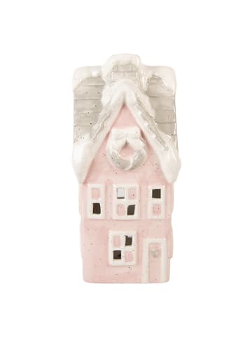 Clayre & Eef LED-Dekohaus in Rosa - (B)11 x (H)24 x (T)10 cm
