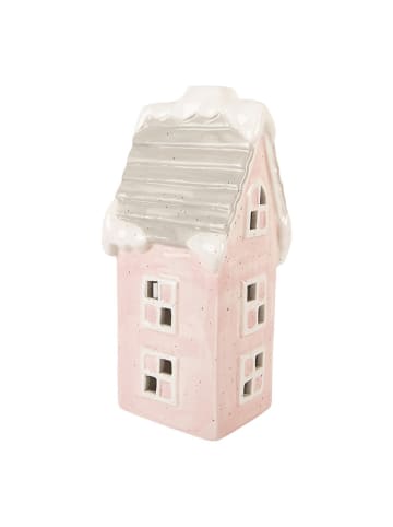 Clayre & Eef Dekoracyjny domek LED w kolorze jasnoróżowym - 11 x 24 x 10 cm