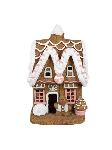 Clayre & Eef LED-Dekohaus in Hellbraun - (B)22 x (H)39 x (T)18 cm