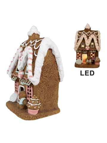 Clayre & Eef LED-Dekohaus in Hellbraun - (B)22 x (H)39 x (T)18 cm
