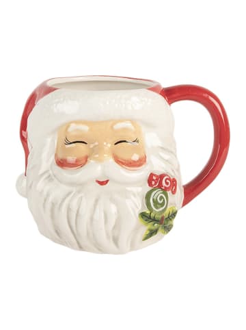 Clayre & Eef Kubek jumbo w kolorze czerwono-białym - 550 ml