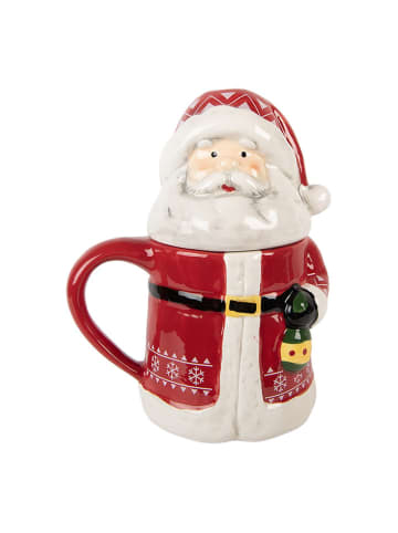 Clayre & Eef Kubek jumbo w kolorze czerwono-białym - 450 ml