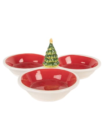 Clayre & Eef Servierschale in Weiß/ Rot - Ø 26 cm