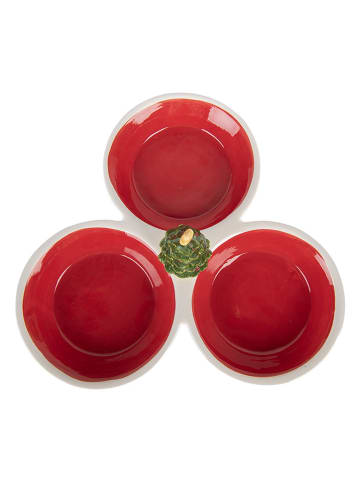 Clayre & Eef Servierschale in Weiß/ Rot - Ø 26 cm