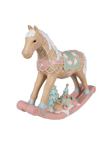 Clayre & Eef Dekofigur "Schaukelpferd" in Beige/ Rosa - (B)41 x (H)37 x (T)10 cm