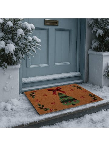 Clayre & Eef Kokosdeurmat lichtbruin/groen - (L)45 x (B)75 cm