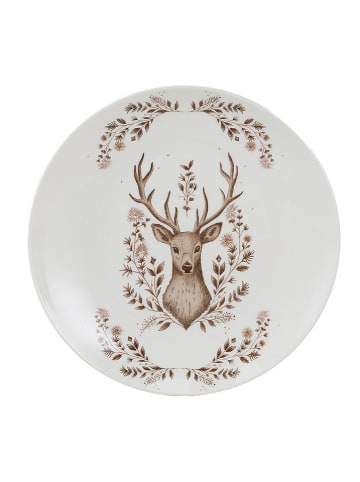 Clayre & Eef Dessertteller in Braun/ Weiß - Ø 29 cm