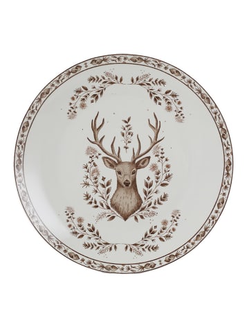 Clayre & Eef Speiseteller in Braun/ Weiß - Ø 26 cm