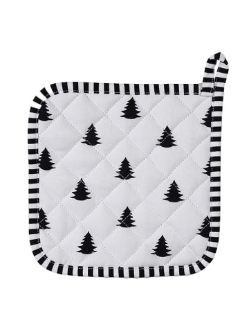 Clayre & Eef 2-delige set: pannenlappen zwart/wit - (L)20 x (B)20 cm