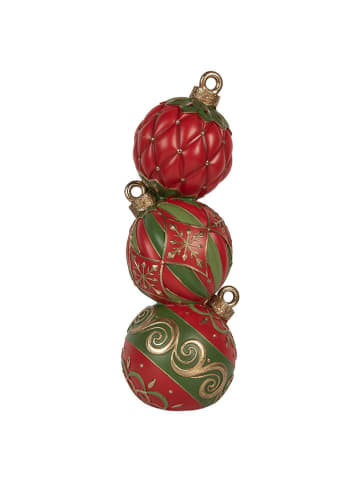 Clayre & Eef LED-Dekofigur "Christbaumkugel" in Rot/ Grün - (H)40 cm