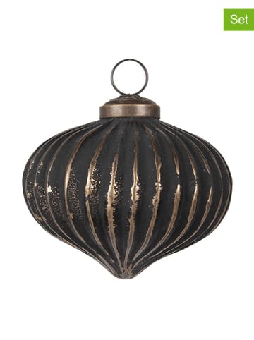 Clayre & Eef Bombki (2 szt.) w kolorze złoto-czarnym - Ø 8 cm