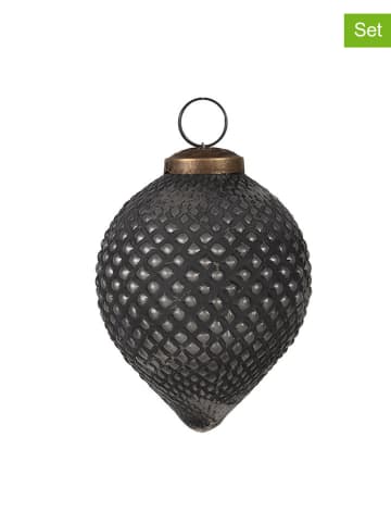 Clayre & Eef Bombki (2 szt.) w kolorze srebrno-czarnym - wys. 10 x Ø 8 cm
