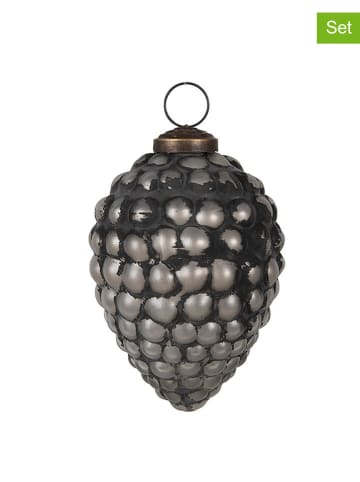 Clayre & Eef Bombki (2 szt.) w kolorze srebrno-czarnym - wys. 11 x Ø 8 cm