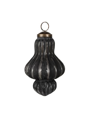 Clayre & Eef Christbaumkugel in Schwarz/ Silber - (H)12 x  Ø 7 cm