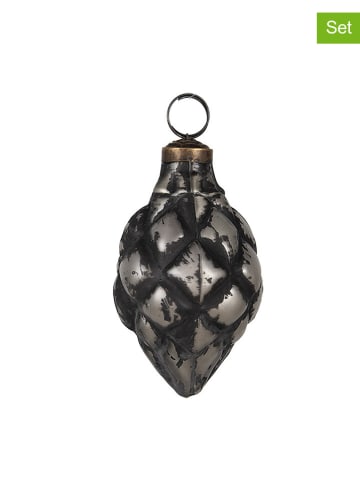 Clayre & Eef Bombki (2 szt.) w kolorze srebrno-czarnym - wys. 11 x Ø 6 cm