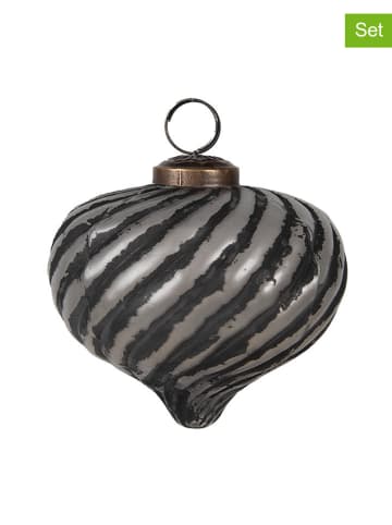 Clayre & Eef Bombki (2 szt.) w kolorze srebrno-czarnym - wys. 9 x Ø 10 cm