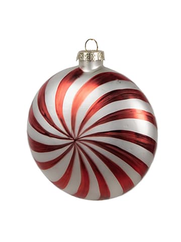 Clayre & Eef 2-delige set: kerstballen rood/zilverkleurig - Ø 10 cm