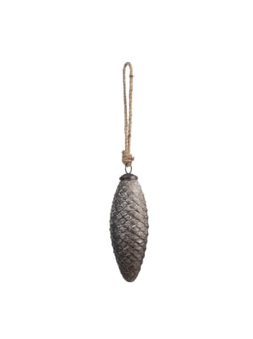 Clayre & Eef Kerstbal lichtbruin/grijs - (H)16 x  Ø 6 cm