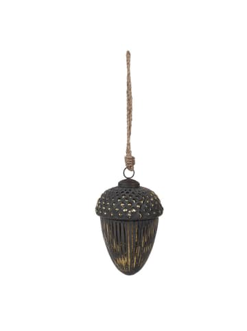 Clayre & Eef Kerstbal grijs/goudkleurig - (H)14 x Ø 10 cm