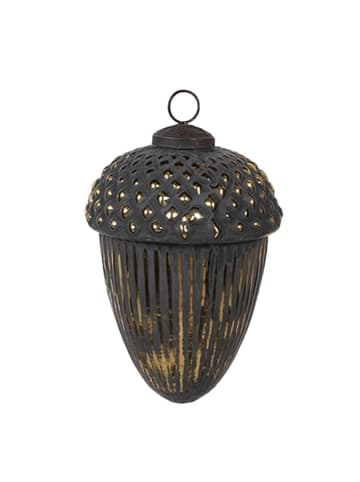 Clayre & Eef Kerstbal grijs/goudkleurig - (H)14 x Ø 10 cm