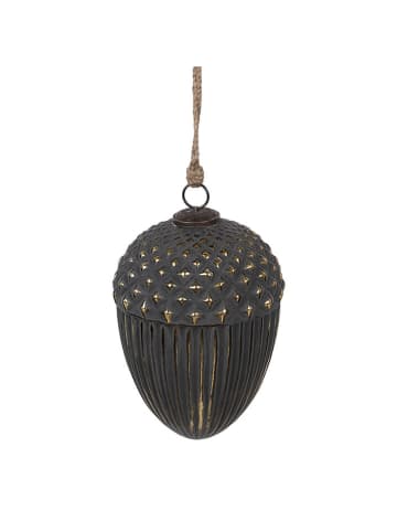 Clayre & Eef Christbaumkugel in Grau/ Gold - (H)21 x  Ø 15 cm