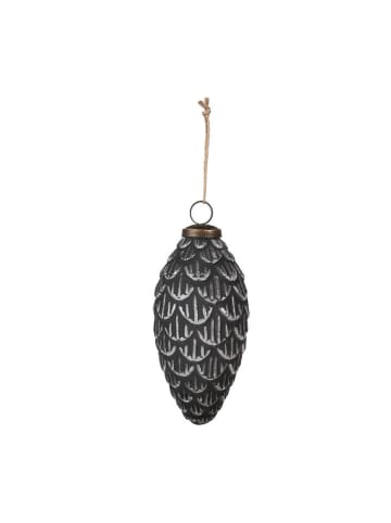 Clayre & Eef 4-delige set: kerstballen grijs/zilverkleurig - (H)15 x  Ø 8 cm