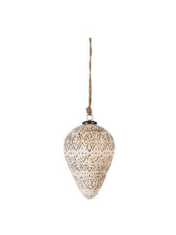 Clayre & Eef Christbaumkugel in Creme/ Gold - (H)21 x  Ø 13 