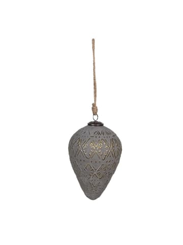 Clayre & Eef Kerstbal grijs/goudkleurig - (H)15 x  Ø 10 cm