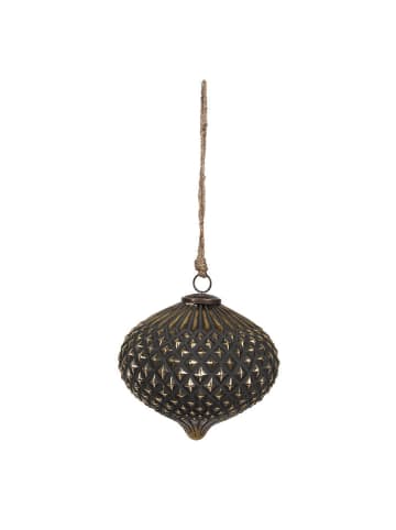 Clayre & Eef Kerstbal zwart/goudkleurig - (L)13 x  Ø 10 cm