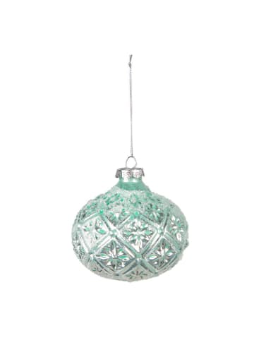 Clayre & Eef 2-delige set: kerstballen turquoise - Ø 10 cm