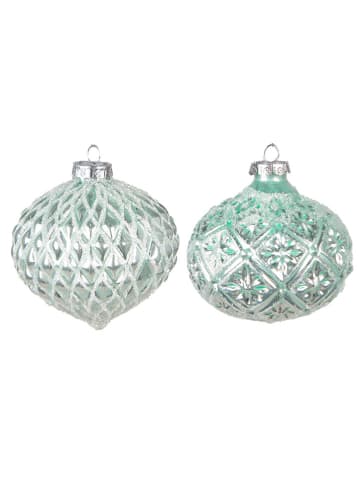 Clayre & Eef 2er-Set: Christbaumkugeln in Türkis - Ø 10 cm