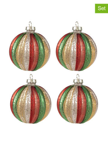 Clayre & Eef 4er-Set: Christbaumkugeln in Bunt - (H)8 x Ø 8 cm
