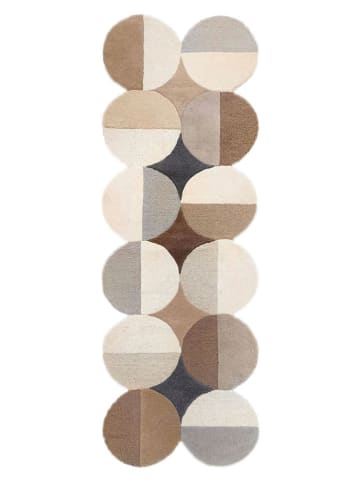 Flair Rugs Wollen loper "Mia" beige/lichtbruin/donkerblauw - (L)80 cm - (B)230 cm