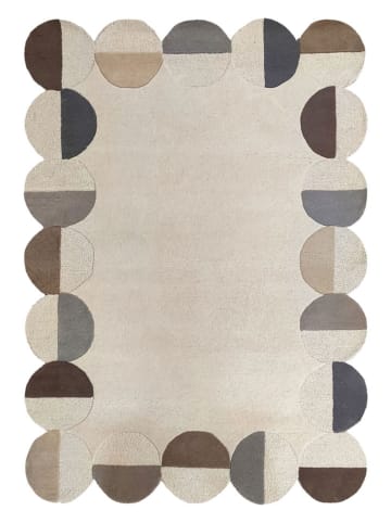 Flair Rugs Woll-Teppich "Mia" in Beige/ Braun/ Grau