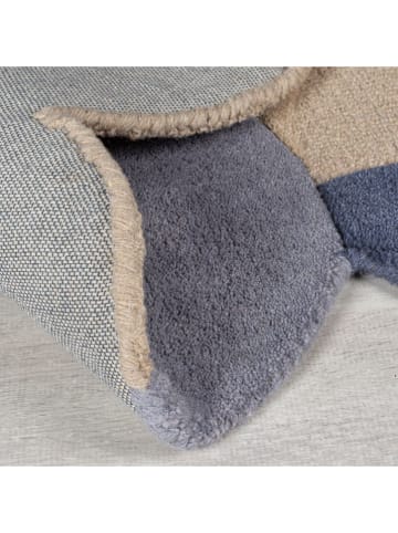 Flair Rugs Wollen loper "Mia" lichtbruin/donkerblauw/blauw - (L)80 cm - (B)230 cm