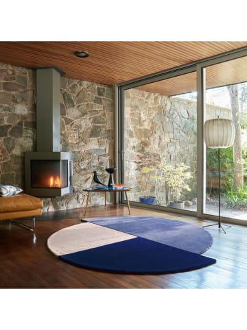 Flair Rugs Wollen tapijt "Mia" blauw/beige/donkerblauw - Ø 150 cm
