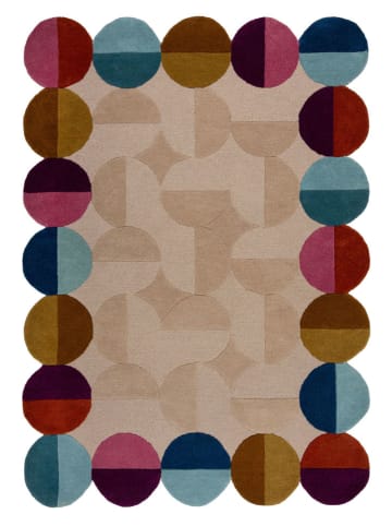 Flair Rugs Woll-Teppich "Mia" in Hellbraun/ Lila/ Blau