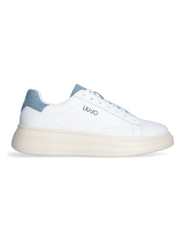 Liu Jo Skórzane sneakersy w kolorze biało-błękitnym