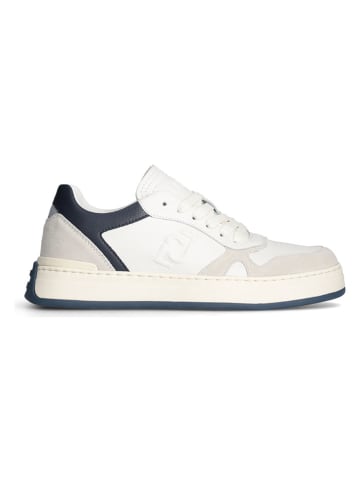 Liu Jo Skórzane sneakersy w kolorze biało-beżowo-granatowym