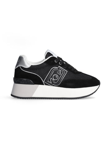 Liu Jo Skórzane sneakersy w kolorze srebrno-czarnym