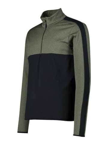 CMP Fleecepullover in Khaki/ Schwarz