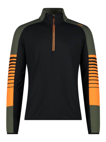 CMP Fleecepullover in Schwarz/ Khaki/ Orange