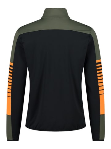 CMP Bluza polarowa w kolorze czarno-oliwkowo-pomarańczowym